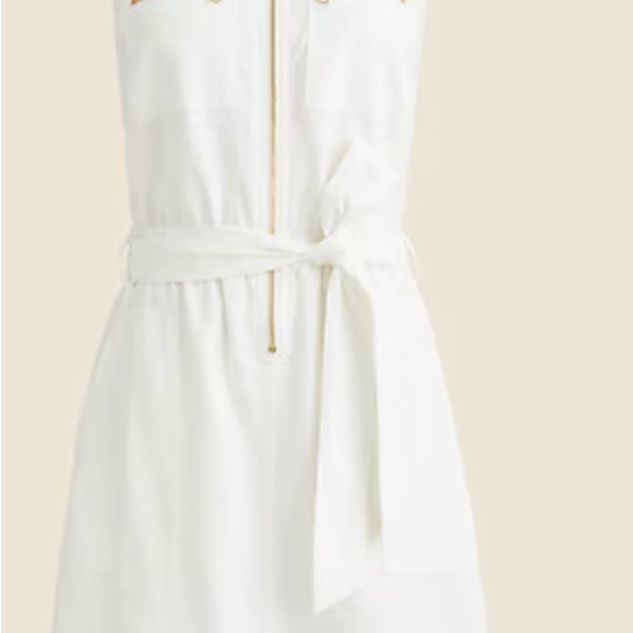 J. Crew White Belted Mini Dress-Linen